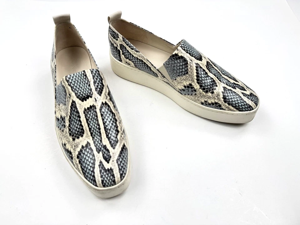 Vince Saxon 2 Sneaker Flat Womens 8.5 M Snake Gray Leather Slip-On Platform - Image 1 of 4