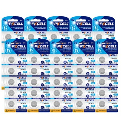 Batería de celda de moneda de 3 voltios PKCELL CR1632 ECR1632 1632 EXP.12/2029 50 piezas Foto 1 de 4