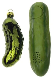 Yodeling Pickle 4" Christmas Kringle Glass Ornament Tree Gag Gift Sounds Adult - Picture 1 of 3