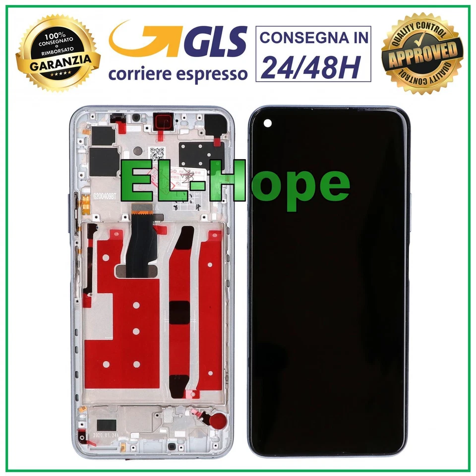 DISPLAY FRAME TOUCH SCREEN PER HUAWEI P40 LITE 5G CDY-NX9A SCHERMO VETRO SILVER - Immagine 1 di 3