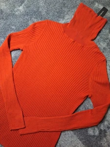 Maglione Talbots collo tartaruga costine donna XS arancione bruciato autunno strati elasticizzato - Foto 1 di 8