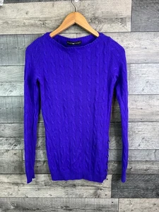 Jersey Ralph Lauren Cashmere Talla Pequeña Púrpura Azul Tejido con Cable Etiqueta Negra - Imagen 1 de 9