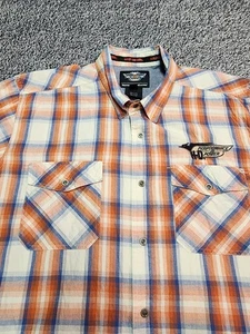Camicia Harley Davidson Performance Uomo 2 XL Arancione Tartan Plaid HD Bottone a Scatto - Foto 1 di 21