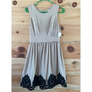 NWT! Altar'd State Taupe Dress with black lace detail. Summer. Wedding. Small - Picture 1 of 6
