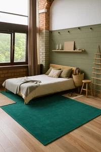 Handgeknüpfter Gabbeh Teppich, Grün, 243x169 cm, aus Indien, Wohnzimmer - Bild 1 von 5