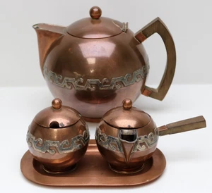 Victoria Taxco Mexiko Vintage Kupfer & Sterlingsilber Kaffeeservice - Bild 1 von 19