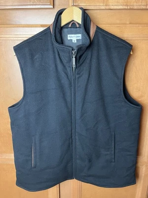 Bullock & Jones Vest Men’s Medium Black Wool Loro Piana Italy Leather Trim USA - Image 1 of 4