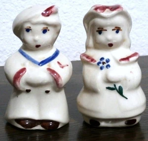 VINTAGE SHAWNEE POTTERY Girl & Boy Salt & Pepper Shakers, 3.25" Tall - Picture 1 of 7
