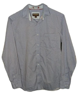 Johnston & Murphy Men's Patterned Shirt Blue Red Geometric Sm Used VGC - Picture 1 of 9