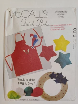 Apron Hats Pillows Wreath Dog Bed Ties McCall's 0012 12 Craft Pattern UC Girfts - Image 1 of 4