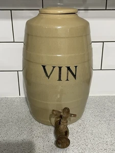 LARGE MOIRA POTTERY CO LTD STONEWARE WINE BARREL "VIN" WITH WOODEN TAP & LID - Picture 1 of 12