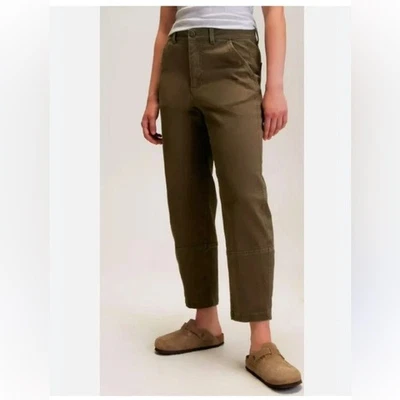 Pantalón para mujer Alpine Design vintage Olive Barrel tiro alto relajado recortado nuevo con etiquetas 6 Foto 1 de 4