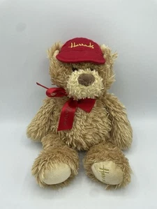 Harrods Plush Bear Teddy Stuffed Animal 10" Red Bow & Cap - Picture 1 of 2