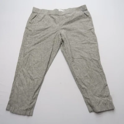 Sonoma Womens Linen Blend Pull On Pants Size XL Grey Elastic Waist Crop - Image 1 of 4