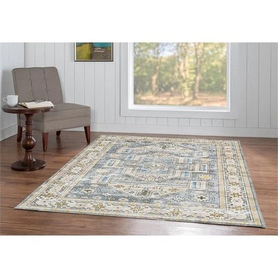 Linon Washable Kirby Polyester 5'x7' Rug in Gray - Image 1 of 4