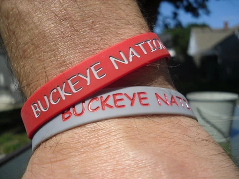 OHIO STATE BUCKEYES Wristbands Bracelet NCAA Set Of 2 "BUCKEYE NATION!" Cover