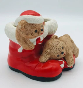 Santas Boots & Teddy Bears Candy Cane Holder / Planter Vintage House Of Lloyd 4” - Bild 1 von 10