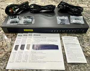 NETGEAR XS708T 8-PORT PROSAFE 10GbE 10G SMART MANAGED SWITCH 2 COMBO SFP+ PORTS - Picture 1 of 10