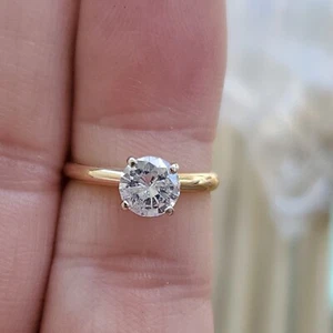 .90 CT ROUND BRILLIANT CUT DIAMOND SOLITAIRE ENGAGEMENT RING 14k GOLD SZ-5  #4 - Picture 1 of 11