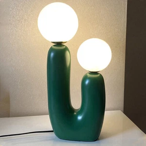 Mushroom Resin Table Lamp Globe 2-Light Cactus Table Light Bedside Study Deco - Picture 1 of 13