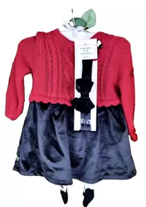 Cupcakes And Cashmere 3 Piece Dress Set 0-3 Months BNWT Red Black NEW - Picture 1 of 8