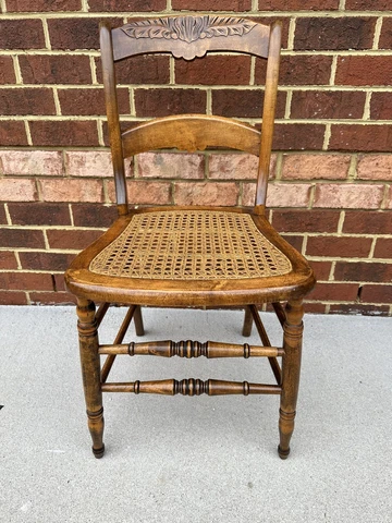 Antique Vintage Wood Wooden Side Dining Chair Caned Seats Farmhouse Cover