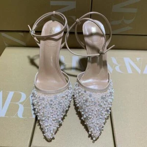 ZARA 2025 tacones altos para mujer correas puntiagudas, tacones altos de aguja con tira trasera - Imagen 1 de 9