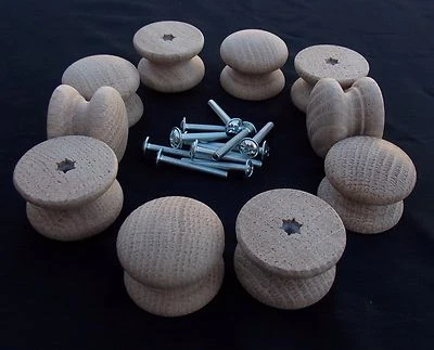 OAK DRAWER KNOBS WITH INSERT + SCREW HARDWOOD KNOB Wooden Wood Handles Pull - Image 1 of 3