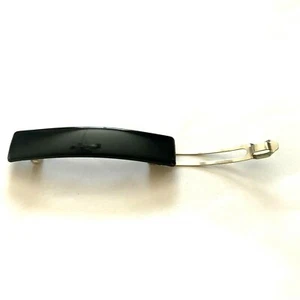 Ononnax France Vintage Black Plastic Hair Barrett Silver Tone Clasp - Picture 1 of 6