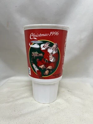 Coca Cola Plastic Fountain Cup Xmas 1996 Sundblom NOS 32 Ounces - Image 1 of 4