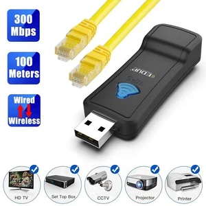 300 Mbps Wireless WiFi to RJ45 Converter Adapter Ethernet Network Bridge Dongle - Picture 1 of 15