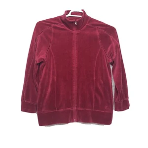 IZOD Movement Junior Girls Athletic Red Velour Velvet Jacket Zip Up Size Large - Picture 1 of 10