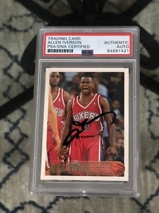 Allen Iverson Signed 1996 Topps #171 Philadelphia 76ers Rookie Card PSA/DNA - Picture 1 of 4