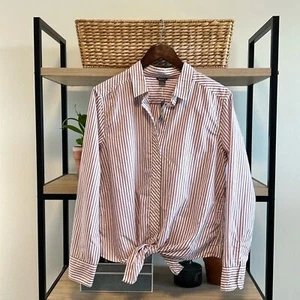 NWT Eddie Bauer Etesian Tie Front Button Up Collar Shirt, L - Picture 1 of 7