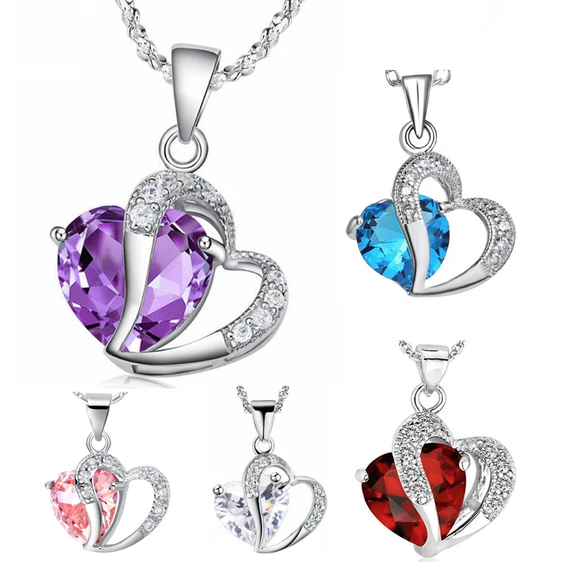 HALSKETTE 925 STERLING SILBER PLATTIERT HERZ ANHÄNGER KETTE SCHMUCK GESCHENK NEU - Bild 1 von 1