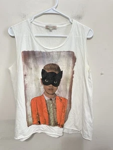 Paul & Joe Sister White and Orange Graphic Tank Top Women’s Size 2 - Picture 1 of 10