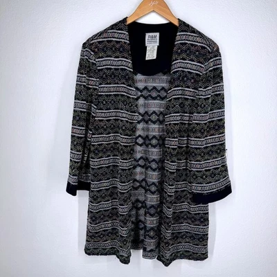 Cárdigan Chaqueta De Colección Richards Frente Abierto Tejido Talla 14 Boho Elastizado Longline Foto 1 de 4