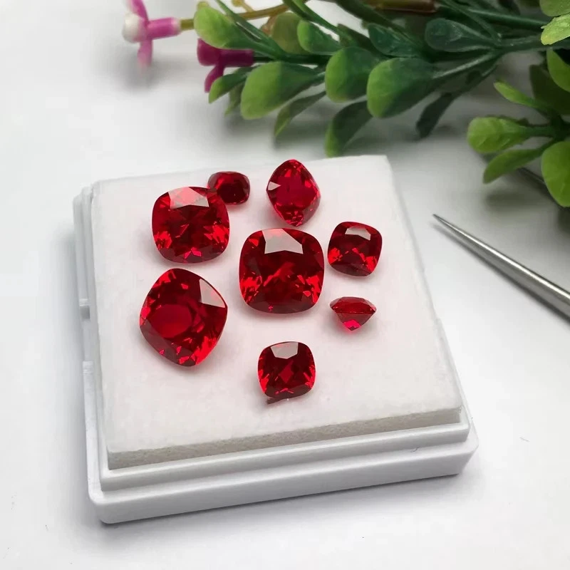Cushion Pigeon blood Red Ruby Lab Grown Loose Stones AGL Certificate for Jewelry - Image 1 of 4