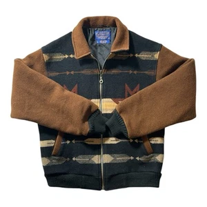 Pendleton High Grade Western Wear Brown Southwestern Aztec Pattern Wool Jacket S - Picture 1 of 13