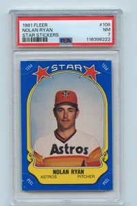 1981 Fleer Baseball #108 Nolan Ryan Star Stickers Graded PSA 7 Rare POP 24 - Picture 1 of 2