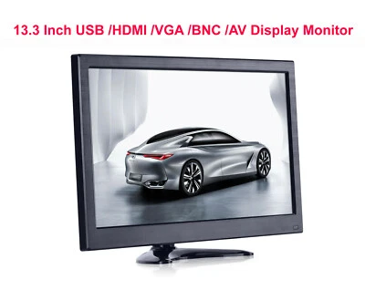 13.3'' IPS LCD Screen USB HDMI VGA Display CCTV Security Monitor for Rapberry Pi - Image 1 of 4