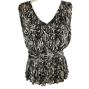 Blusa Banana Republic Talla XS Mujer Top Negro Tostado Estampado Sin Mangas Cintura Ajustada - Imagen 1 de 9