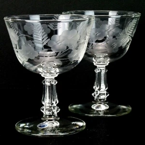 Guirnalda de Sherbet Bajo Libbey Rock Juego de 2 Grabados Elegantes Vidrio - Imagen 1 de 8