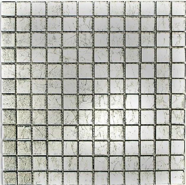 Mosaico Tessere traslucido vetro Cristallo Struttura argento 123-8SB16 |1 foglio