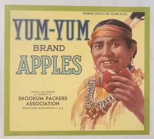 LABEL Yum Yum Apples Skookum Packers Wenatchee Washington Indian - Picture 1 of 1