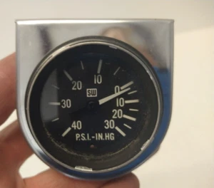 Vintage Stewart Warner TrackForce PSI IN HG Vacuum Gauge - Foto 1 di 10