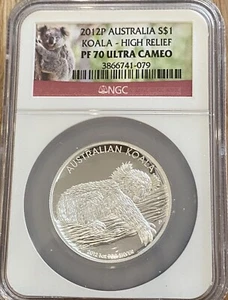 2012 Australia S $1 Koala NGC High Relief PF 70 Ultra Cameo, 1024 - Picture 1 of 3
