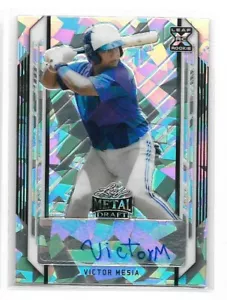 Victor Mesia 2021 Leaf Metal auto Cracked Ice refractor RC TORONTO BLUE JAYS - Picture 1 of 1