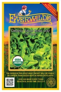 500 Organic Salad Bowl Leaf Lettuce Seeds - Everwilde Farms Mylar Seed Packet - Picture 1 of 3