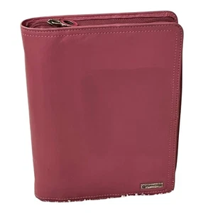 Franklin Covey Pink Leather Zippered Planner Binder With 3 Ring Closure - Picture 1 of 15